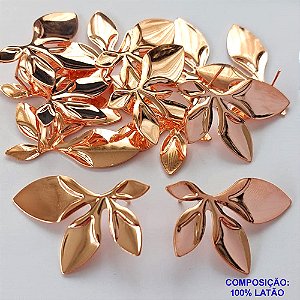 BRINCO NO BRUTO PRONTO PARA O BANHO - BRINCO DE PINO FOLHAS 25X41MM - COMPOSIÇÃO: 100% LATÃO - PESO TOTAL: 8GR - BRU0001747