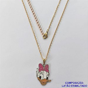 GARGANTILHA NO BRUTO PRONTO PARA O BANHO - CORRENTE CADEADO 45CM + EXTENSOR  - PINGENTE COM PERSONAGEM DESENHO ANIMADO (ESMALTADO) PESO TOTAL: 3,6GR - BRU10135