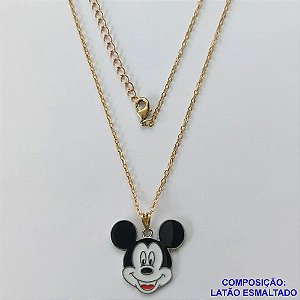 GARGANTILHA NO BRUTO PRONTO PARA O BANHO - CORRENTE CADEADO 45CM + EXTENSOR  - PINGENTE COM PERSONAGEM DESENHO ANIMADO (ESMALTADO) PESO TOTAL: 3,9GR - BRU10138