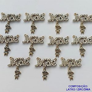 PINGENTE NO BRUTO PRONTO PARA O BANHO (CX16)- PINGENTE COM DUAS ARGOLINHAS MÃE COM MENINO CRAVEJADA COM MICRO ZIRCÔNIAS - COMPOSIÇÃO: LATÃO / ZIRCÔNIA - TAMANHO 16X17MM -  (VENDIDO POR UNIDADE) PESO TOTAL 1,6GR - BRU0001763