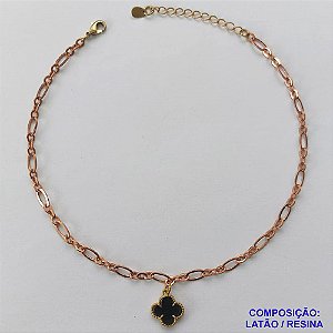 TORNOZELEIRA NO BRUTO PRONTO PARA O BANHO - TORNOZELEIRA TIPO VAN CLEFF 10MM PRETO - TAMANHO 24CM + EXTENSOR - COMPOSIÇÃO: LATÃO / RESINA - PESO: 4GR - BRU10164