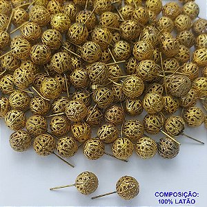 BRINCO NO BRUTO PRONTO PARA O BANHO - BRINCO DE BOLINHA DE 10MM - COMPOSIÇÃO: 100% LATÃO - PESO DO PAR 1,2GR - BRU10166