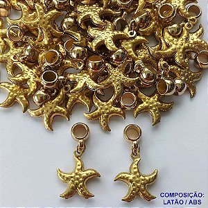 ACESSORIO NO BRUTO PRONTO PARA O BANHO - PINGENTE ESTRELA DO MAR DUPLA (E0450) - BERLOQUE PARA PULSEIRA SIMILAR A PANDORA - TAMANHO: 17MM (PEÇA VENDIDA POR UNIDADE) COMPOSIÇÃO LATÃO E PENDENTE EM ABS - PESO 1,1GR - BRU0001795
