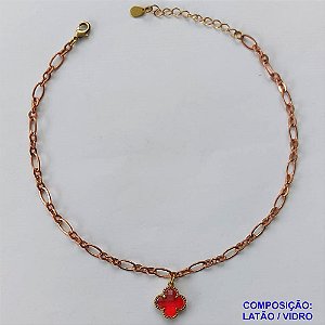 TORNOZELEIRA NO BRUTO PRONTO PARA O BANHO - TORNOZELEIRA TIPO VAN CLEFF 10MM VERMELHA - TAMANHO 24CM + EXTENSOR - PESO: 3,5GR - BRU10184