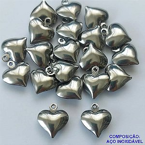 ACESSÓRIO EM AÇO INOXIDÁVEL - PINGENTE CORAÇÃO DUPLO - TAMANHO 10MM PESO 0,4GR - COMPOSIÇÃO AÇO INOXIDÁVEL (VALOR REFERENTE A UNIDADE) - AÇO000952