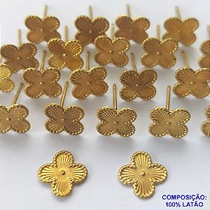 ACESSÓRIO BRINCO NO BRUTO PRONTO PARA O BANHO (CX44) - BRINCO DE PINO TIPO VAN CLEEF - TAMANHO 7MM - PESO TOTAL DO PAR 0,6GR - BRU0001838