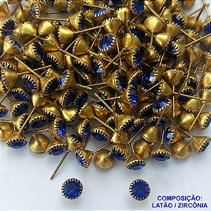 ACESSÓRIO NO BRUTO PRONTO PARA O BANHO(CX76) - BRINCO DE PINO COM ZIRCÔNIA AZUL - TAMANHO 5MM - PESO TOTAL 0,5GR - COMPOSIÇÃO: LATÃO / ZIRCÔNIA - BRU0001852