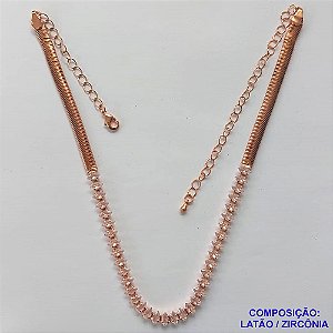 SHOCKER BRUTO PRONTO PARA BANHO(CX66) - CORRENTE 45CM (LACRAIA) COM PEDRAS EM ZIRCÔNIAS - PESO TOTAL 11,2GR  - FECHO LAGOSTA - BRU10231
