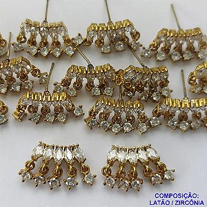 BRINCO NO BRUTO PRONTO BANHO(CX60) - BRINCO DE PINO COM PINGENTE CRAVEJADO EM ZIRCÔNIAS - TAMANHO 17MM - PESO TOTAL 3,1GR - BRU10242