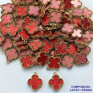 ACESSÓRIO NO BRUTO PRONTO PARA O BANHO - PINGENTE TIPO VAN CLEEF ROSA COM UMA ARGOLINHA - COMPOSIÇÃO: LATÃO / RESINA - TAMANHO 10MM - (VENDIDO POR UNIDADE) PESO TOTAL 0,4GR - BRU0001858