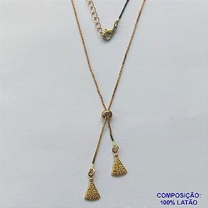 GARGANTILHA NO BRUTO PRONTO PARA O BANHO - COM CORRENTE VENEZIANA DE 45CM + EXTENSOR - " TIPO GRAVATINHA " AJUSTÁVEL - COM DOIS PINGENTES NOSSA SRA APARECIDA 14MM - PESO TOTAL 2,6GR - BRU10260