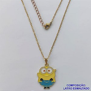GARGANTILHA NO BRUTO PRONTO PARA O BANHO - CORRENTE CADEADO 40CM + EXTENSOR  - PINGENTE COM PERSONAGEM DESENHO ANIMADO (ESMALTADO) PESO TOTAL: 4GR - BRU10288