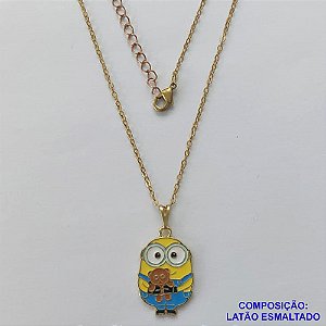 GARGANTILHA NO BRUTO PRONTO PARA O BANHO - CORRENTE CADEADO 40CM + EXTENSOR  - PINGENTE COM PERSONAGEM DESENHO ANIMADO (ESMALTADO) PESO TOTAL: 4GR - BRU10289