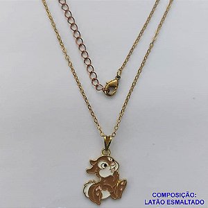 GARGANTILHA NO BRUTO PRONTO PARA O BANHO - CORRENTE CADEADO 40CM + EXTENSOR  - PINGENTE COM PERSONAGEM DESENHO ANIMADO (ESMALTADO) PESO TOTAL: 4GR - BRU10291