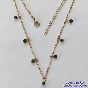 SHOCKER BRUTO PRONTO PARA BANHO(CX68) - SHOCKER COM CORRENTE CADEADO COM PINGENTES EM STRASS VERDE ESCURO- TAMANHO 40CM + EXTENSOR - PESO: 2,7GR - FECHO LAGOSTA - BRU10315