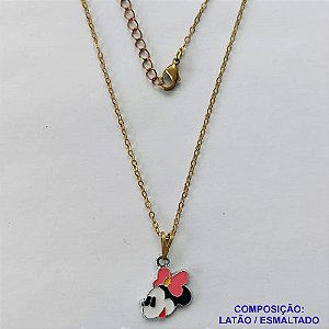 GARGANTILHA NO BRUTO PRONTO PARA O BANHO - CORRENTE CADEADO 40CM + EXTENSOR  - PINGENTE COM PERSONAGEM DESENHO ANIMADO (ESMALTADO) PESO TOTAL: 2,7GR - BRU10325