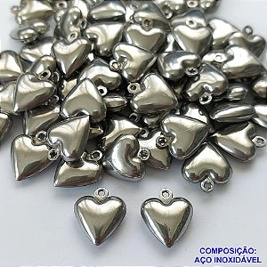 ACESSÓRIO EM AÇO INOXIDÁVEL - PINGENTE CORAÇÃO DUPLO LISO TAMANHO 15MM PESO 0,6GR - COMPOSIÇÃO AÇO INOXIDÁVEL (VALOR REFERENTE A UNIDADE) - AÇO000960