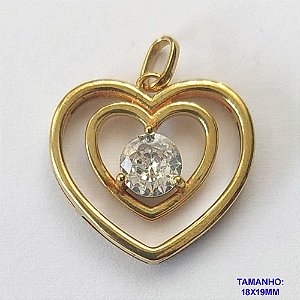 PINGENTE NO BRUTO PRONTO PARA O BANHO (CX26) - PINGENTE CORAÇÃO VAZADO COM PEDRA EM ZIRCÔNIA 18X19MM (PX002488) - COMPOSIÇÃO: LATÃO / ZIRCÔNIA  - PESO TOTAL 2GR - BRU10376