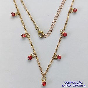 SHOCKER BRUTO PRONTO PARA BANHO(CX68) - SHOCKER COM CORRENTE CADEADO COM PINGENTES EM STRASS VERMELHO - TAMANHO 40CM + EXTENSOR - PESO: 2,6GR - FECHO LAGOSTA - BRU10381