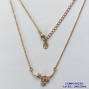 GARGANTILHA NO BRUTO PRONTO PARA O BANHO (CX27) - GARGANTILHA CORRENTE CADEADO 45CM + EXTENSOR  - PINGENTE CRAVEJADO EM MICROS ZIRCÔNIAS 7X17MM (ACS001541W) - COMPOSIÇÃO: LATÃO / ZIRCÔNIA - PESO TOTAL: 2,4GR - BRU10384
