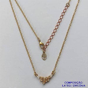 GARGANTILHA NO BRUTO PRONTO PARA O BANHO (CX26) - GARGANTILHA CORRENTE CADEADO 45CM + EXTENSOR  - PINGENTE CRAVEJADO EM MICROS ZIRCÔNIAS 7X17MM (ACS001540W) - COMPOSIÇÃO: LATÃO / ZIRCÔNIA - PESO TOTAL: 2,4GR - BRU10385
