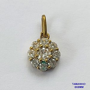 PINGENTE NO BRUTO PRONTO PARA O BANHO (CX26) - PINGENTE FLOR COM ZIRCÔNIAS CRISTAIS 8X8MM (PX002319W) - COMPOSIÇÃO: LATÃO / ZIRCÔNIA  - PESO TOTAL 1GR - BRU10393