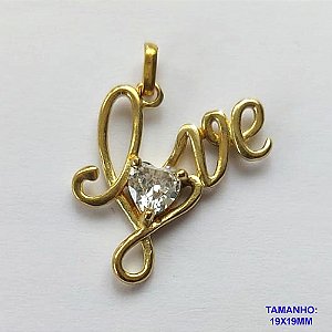 PINGENTE NO BRUTO PRONTO PARA O BANHO (CX26) - PINGENTE LOVE CRAVEJADO COM ZIRCÔNIA 19X19MM (PX000121) - COMPOSIÇÃO: LATÃO / ZIRCÔNIA - PESO TOTAL 1,3GR - BRU10397