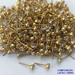 ACESSÓRIO BRINCO NO BRUTO PRONTO(CX76) PARA O BANHO - BRINCO DE PINO CRISTAL - TAMANHO 4MM - PESO TOTAL 0,2GR - BRU0001877