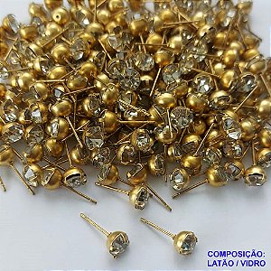 ACESSÓRIO BRINCO NO BRUTO PRONTO PARA O BANHO(CX76) - BRINCO DE PINO CRISTAL - TAMANHO 6MM - PESO TOTAL 0,5GR - BRU0001878