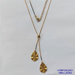 GARGANTILHA NO BRUTO PRONTO PARA O BANHO - COM CORRENTE VENEZIANA DE 45CM + EXTENSOR - " TIPO GRAVATINHA " AJUSTÁVEL - COM DOIS PINGENTES DE GOTA MARTELADA - PESO TOTAL 3,3GR - BRU10425