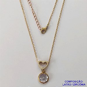 GARGANTILHA NO BRUTO PRONTO PARA O BANHO - GARGANTILHA CORRENTE CADEADO 45CM + EXTENSOR - PINGENTE EM ZIRCÔNIA CRISTAL 10X10MM - COMPOSIÇÃO: LATÃO / ZIRCÔNIA - PESO TOTAL: 3,4GR - BRU10432