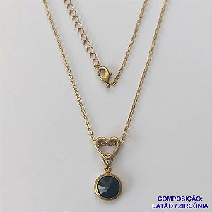 GARGANTILHA NO BRUTO PRONTO PARA O BANHO - GARGANTILHA CORRENTE CADEADO 45CM + EXTENSOR - PINGENTE EM ZIRCÔNIA PRETA 10X10MM - COMPOSIÇÃO: LATÃO / ZIRCÔNIA - PESO TOTAL: 3,4GR - BRU10437
