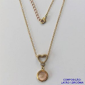 GARGANTILHA NO BRUTO PRONTO PARA O BANHO - GARGANTILHA CORRENTE CADEADO 45CM + EXTENSOR - PINGENTE EM ZIRCÔNIA BEGE 10X10MM - COMPOSIÇÃO: LATÃO / ZIRCÔNIA - PESO TOTAL: 3,4GR - BRU10438