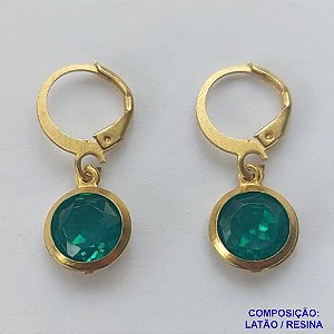 BRINCO NO BRUTO PRONTO BANHO - BRINCO COM PINGENTE EM RESINA AZUL 10MM - ARGOLINHA DE PRESSÃO (TRANQUETA) - PESO TOTAL 1,6GR - BRU10469