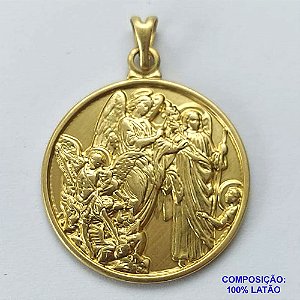 ACESSÓRIO NO BRUTO PRONTO PARA O BANHO -  (CX.34) PINGENTE REDONDO ANOS GABRIEL /  MIGUEL / RAFAEL EM ALTO RELEVO (3094) - TAMANHO 25MM - COMPOSIÇÃO: 10% LATÃO - PESO TOTAL 3,1GR - BRU10531