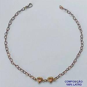 TORNOZELEIRA NO BRUTO PRONTO PARA O BANHO(CX86) - TORNOZELEIRA COM PINGENTES CORAÇÕES - TAMANHO 25CM - PESO: 1,8GR - BRU10546