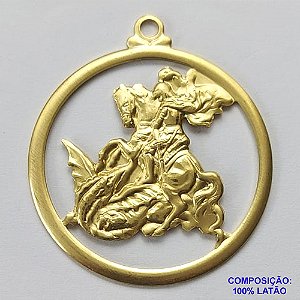ACESSÓRIO NO BRUTO PRONTO PARA O BANHO (CX38)- PINGENTE REDONDO SÃO JORGE (168) - TAMANHO 40X40MM - PESO 5GR - COMPOSIÇÃO: 100% LATÃO - BRU10555