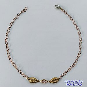 TORNOZELEIRA NO BRUTO PRONTO PARA O BANHO - TORNOZELEIRA COM CONCHAS E STRASS - TAMANHO 25CM - PESO: 1,8GR - BRU10564