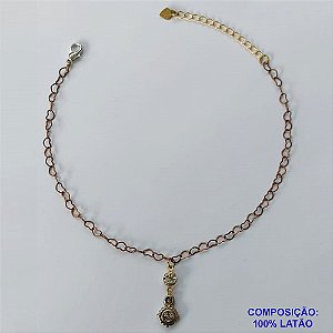 TORNOZELEIRA NO BRUTO PRONTO PARA O BANHO(CX97) - TORNOZELEIRA COM PINGENTE SOL E STRASS - TAMANHO 25CM - PESO: 1,7GR - BRU10565