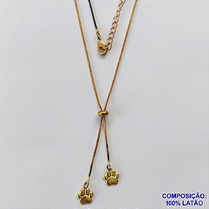 GARGANTILHA NO BRUTO PRONTO PARA O BANHO - COM CORRENTE VENEZIANA DE 45CM + EXTENSOR - " TIPO GRAVATINHA " AJUSTÁVEL - COM DOIS PINGENTES PATINHAS 6X6MM (3291) - PESO TOTAL 2,8GR - BRU10568