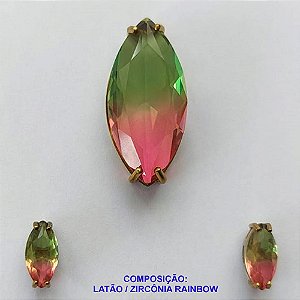 CONJUNTO NO BRUTO PRONTO PARA O BANHO(CX66) - (SEM CORRENTE) PINGENTE E BRINCOS DE PINO COM ZIRCÔNIA RAINBOW - PINGENTE 14X28MM BRINCOS 5X11MM - PESO TOTAL 8,2GR -  BRU10579