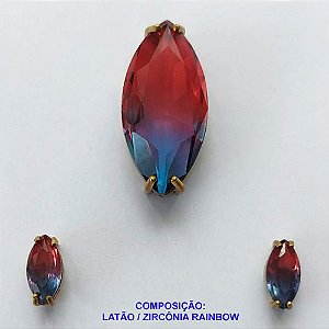 CONJUNTO NO BRUTO PRONTO PARA O BANHO(CX66) - (SEM CORRENTE) PINGENTE E BRINCOS DE PINO COM ZIRCÔNIA RAINBOW - PINGENTE 14X28MM BRINCOS 5X11MM - PESO TOTAL 8,2GR -  BRU10581