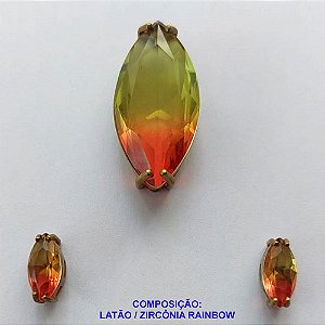 CONJUNTO NO BRUTO PRONTO PARA O BANHO(CX68) - (SEM CORRENTE) PINGENTE E BRINCOS DE PINO COM ZIRCÔNIA RAINBOW - PINGENTE 14X28MM BRINCOS 5X11MM - PESO TOTAL 8,2GR -  BRU10582
