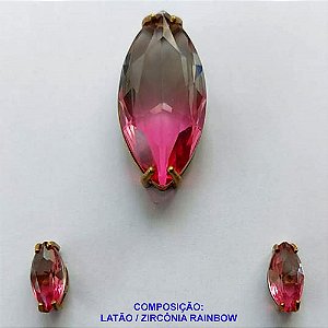 CONJUNTO NO BRUTO PRONTO PARA O BANHO - (SEM CORRENTE) PINGENTE E BRINCOS DE PINO COM ZIRCÔNIA RAINBOW - PINGENTE 14X28MM BRINCOS 5X11MM - PESO TOTAL 8,2GR -  BRU10583