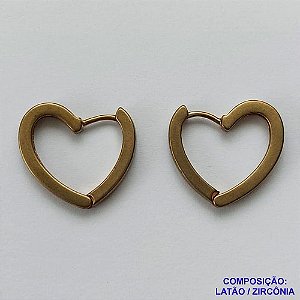 BRINCO BRUTO PRONTO BANHO (CX03) COM 1 FILEIRA   DE MICRO ZIRCÔNIA FORMATO CORAÇÃO -(TRANQUETA) TAMANHO 19MM -  PESO  TOTAL 3.8GR -  BRU10586