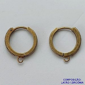 BASE PARA BRINCO NO BRUTO - BASE DE BRINCO ARGOLINHA DE PRESSÃO COM MICRO ZIRCÔNIAS COLORIDAS 14MM VENDIDA (PAR) - PESO TOTAL DO PAR 2.0GR - BRU0001917