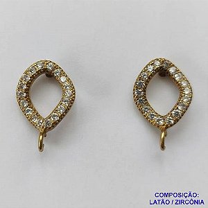 ACESSÓRIO NO BRUTO PRONTO PARA O BANH(CX84) - BASE PARA BRINCO COM PINO COM MICRO ZIRCÔNIAS 11MM  - PESO DO PAR 2.3GR - VENDIDA POR PAR - BRU0001918