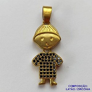 PINGENTE NO BRUTO PRONTO PARA O BANHO (CX15) - PINGENTE MENINO COM MICRO ZIRCÔNIAS AZUÍS - COMPOSIÇÃO: LATÃO / ZIRCÔNIA - TAMANHO 10MM - PESO TOTAL 1.8GR -  BRU0001924