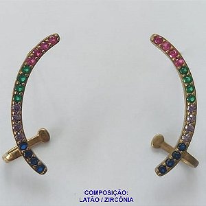 BRINCO NO BRUTO PRONTO PARA O BANHO (TTUU) (CX03) - BRINCO DE PINO ZIRCÔNIAS COLORIDAS - TAMANHO 26MM - PESO TOTAL DO PAR 2.0GR - BRU10618