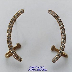 BRINCO NO BRUTO PRONTO PARA O BANHO (CX04) - BRINCO DE PINO ZIRCÔNIAS CRISTAIS - TAMANHO 26MM - PESO TOTAL DO PAR 2.0GR - BRU10619